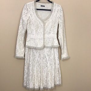 Tahari Ivory Lace Skirt Suit